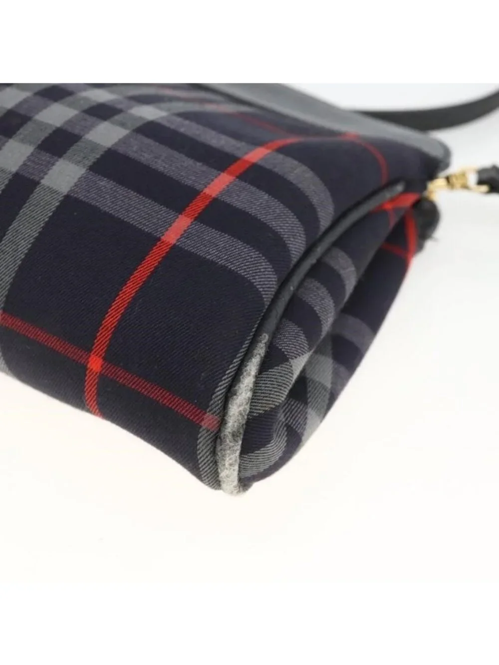 Authentic Burberrys Nova Check Shoulder Bag Canvas Navy Gold - Picture 8 of 16